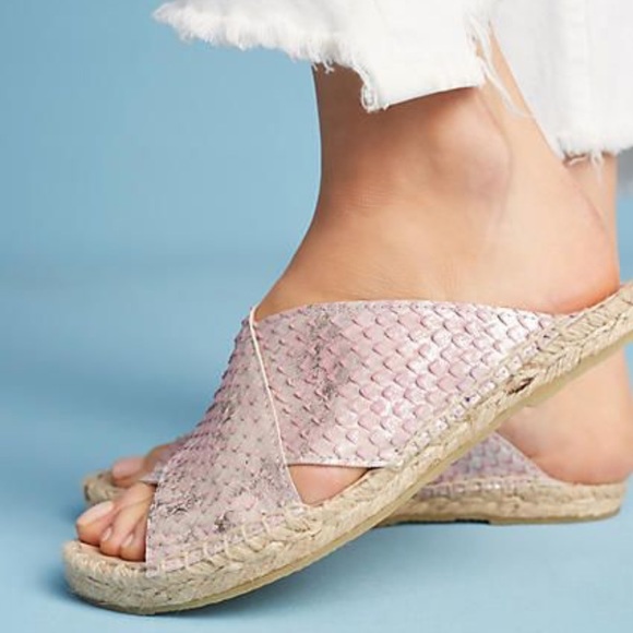 Anthropologie Shoes - KMB Pink Silver Snake Print Espadrille Sandals